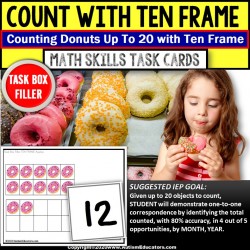 Ten Frame Up To 20 TASK BOX FILLER ACTIVITIES for Special Education - DONUTS